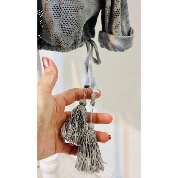 Soft Surroundings Women Size M Blue Mist Eyelet Tasseled Tunic Top Boho - Picture 5 of 12